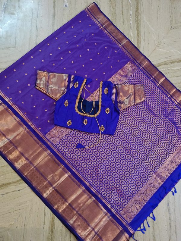 Gadwal semi silk saree with work blouse