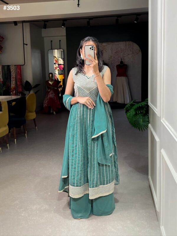 Long dress with plazo pant n duppata